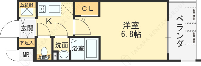 エスリード大阪ＳＴＡＴＩＯＮ-1K(93998364)の間取り図