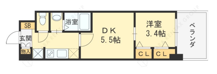 ビガーポリス４５２天神橋１丁目Ⅱ-1DK(94954574)の間取り図