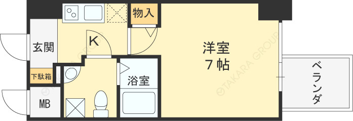 ＡＰＲＩＬＥ南森町-1K(96638127)の間取り図