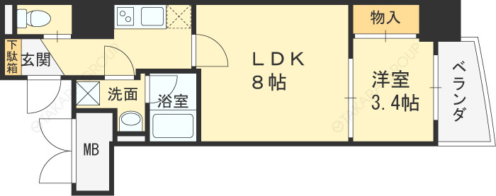 ＡＰＲＩＬＥ南森町-1LDK(111569416)の間取り図