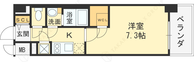 ファーストフィオーレ福島野田Ⅱ-1K(105382679)の間取り図