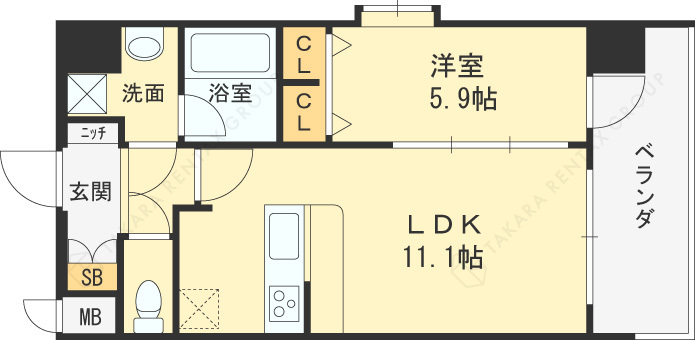 スプランディッド梅田北-1LDK(105209270)の間取り図