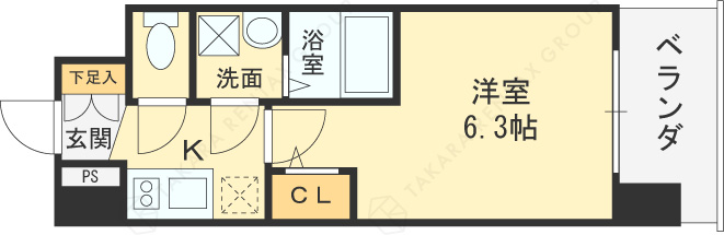 エスリードレジデンス大阪福島イースト-1K(96899399)の間取り図