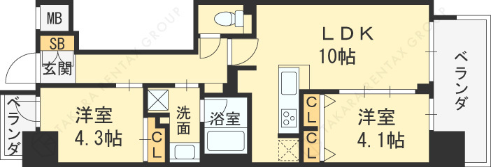 アーバネックス同心Ⅱ-2LDK(97958018)の間取り図