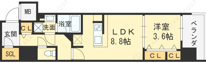 アーバネックス同心Ⅱ-1LDK(96932692)の間取り図