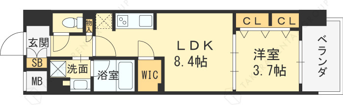 アーバネックス同心Ⅱ-1LDK(96932708)の間取り図