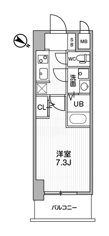 Ｌａ　Ｄｏｕｃｅｕｒ西天満-1K(112356895)の間取り図