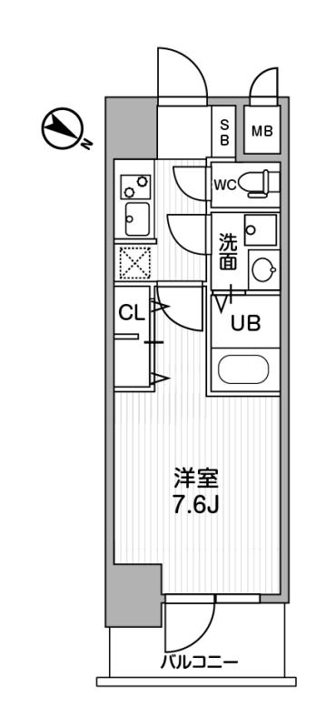 Ｌａ　Ｄｏｕｃｅｕｒ西天満-1K(112560900)の間取り図