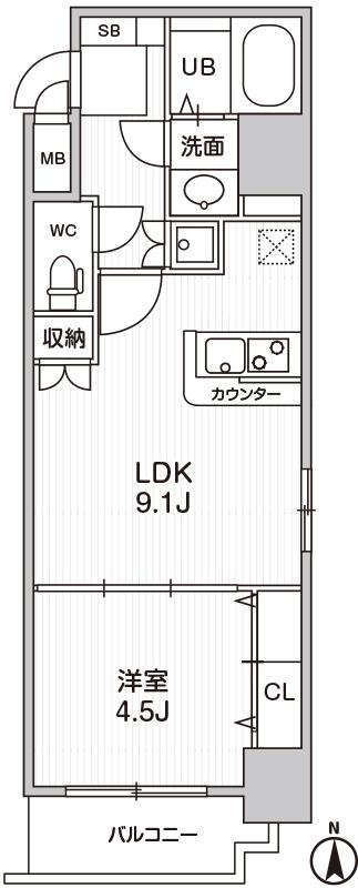 Ｌａ　Ｄｏｕｃｅｕｒ梅田Ｅａｓｔ-1LDK(104688383)の間取り図