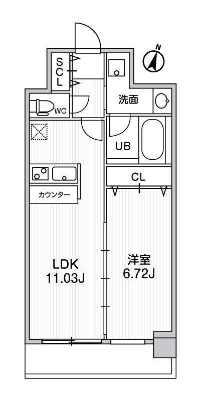 Ｌａ　Ｄｏｕｃｅｕｒ天満-1LDK(104671082)の間取り図