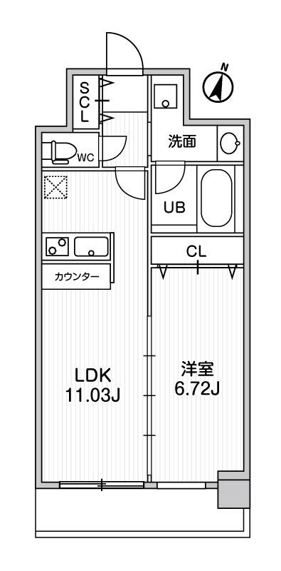 Ｌａ　Ｄｏｕｃｅｕｒ天満-1LDK(111060817)の間取り図