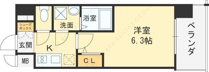 エスリードレジデンス大阪福島シティウエスト-1K(112291370)の間取り図