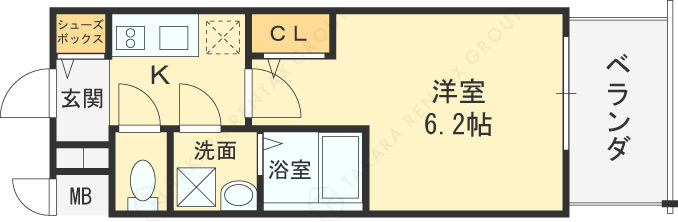 エスリードレジデンス大阪福島シティウエスト-1K(105322878)の間取り図