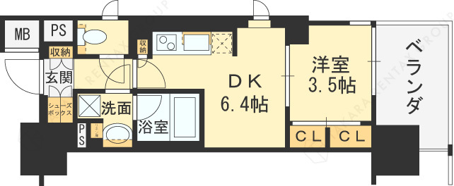 アーバンドルフ天満-1DK(97766025)の間取り図