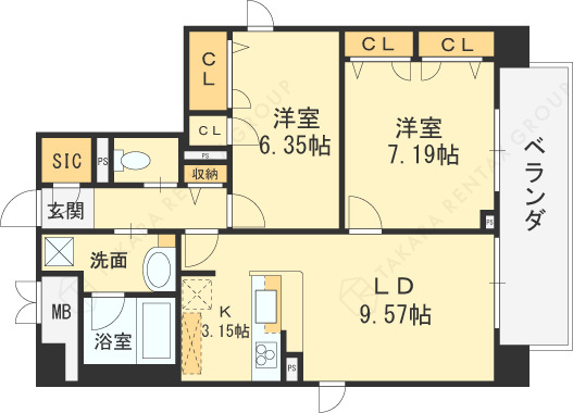 フラットレモン-2LDK(98661548)の間取り図