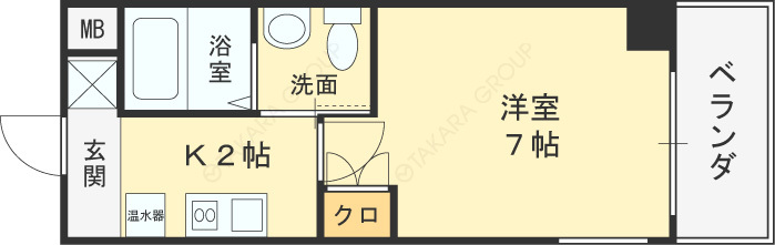 サザン長柄-1K(111570058)の間取り図