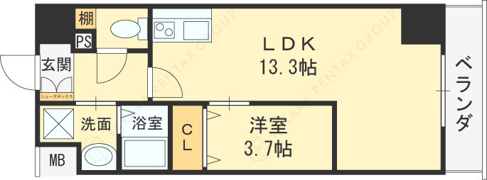 Ｓａｒｎａｔｈ海老江-1LDK(98327625)の間取り図