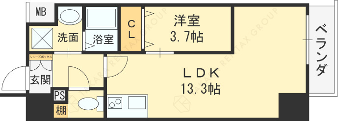 Ｓａｒｎａｔｈ海老江-1LDK(98327647)の間取り図