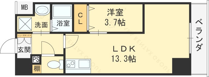 Ｓａｒｎａｔｈ海老江-1LDK(98327615)の間取り図