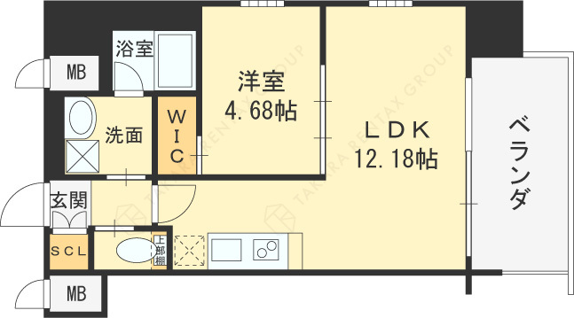 プレジオ天神橋ＡＳＩＡＮ-1LDK(99024219)の間取り図