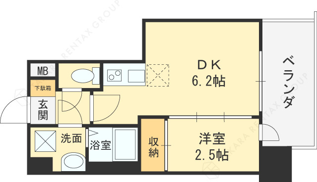 セレニテ天六ミラク-1DK(98466345)の間取り図