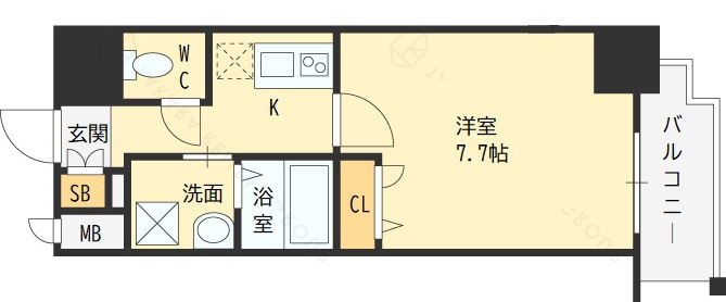 Ｌａ　Ｄｏｕｃｅｕｒ梅田Ｅａｓｔ-1K(104670019)の間取り図