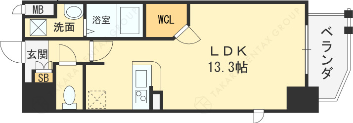 Ｌａ　Ｄｏｕｃｅｕｒ梅田Ｗｅｓｔ-1R(111262168)の間取り図