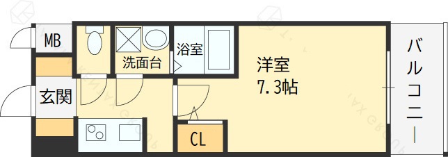 Ｌａ　Ｄｏｕｃｅｕｒ西天満-1K(104689370)の間取り図