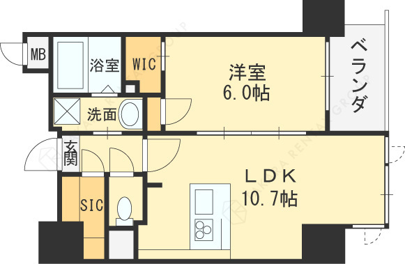 Ｌａ　Ｄｏｕｃｅｕｒ西天満-1LDK(110562399)の間取り図