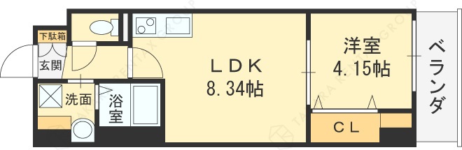 ＡＣＴ　ＤＯＯＲＳ　天六-1LDK(99115537)の間取り図