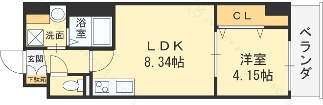 ＡＣＴ　ＤＯＯＲＳ　天六-1LDK(99115549)の間取り図