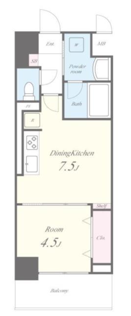 リュエルうめきた-1DK(99105075)の間取り図