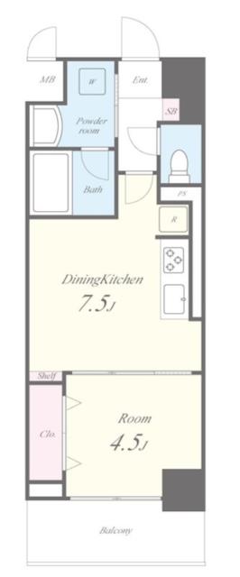 リュエルうめきた-1DK(99105077)の間取り図