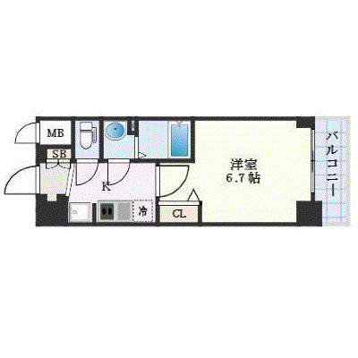 プレサンス福島ミッドエル-1K(104772080)の間取り図