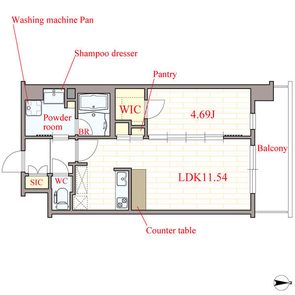 ＣＡＳＡ　ＲＥＧＵＬＵＳ　ＦＵＫＵＳＨＩＭＡ　ＮＯＤＡ-1LDK(99461913)の間取り図