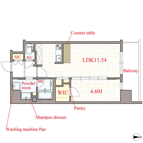 ＣＡＳＡ　ＲＥＧＵＬＵＳ　ＦＵＫＵＳＨＩＭＡ　ＮＯＤＡ-1LDK(99461937)の間取り図