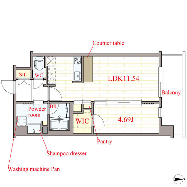 カーサレグラス福島野田-1LDK(111305419)の間取り図