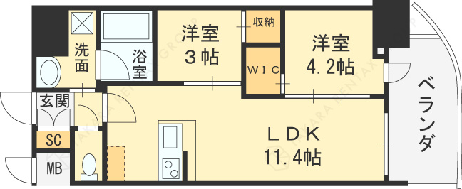 セレニテフラン梅田-2LDK(99697757)の間取り図