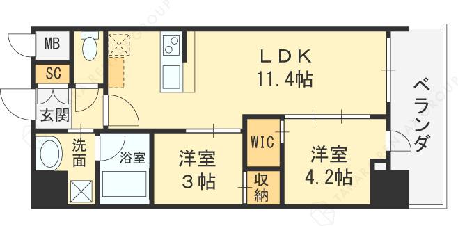 セレニテフラン梅田-2LDK(99707577)の間取り図