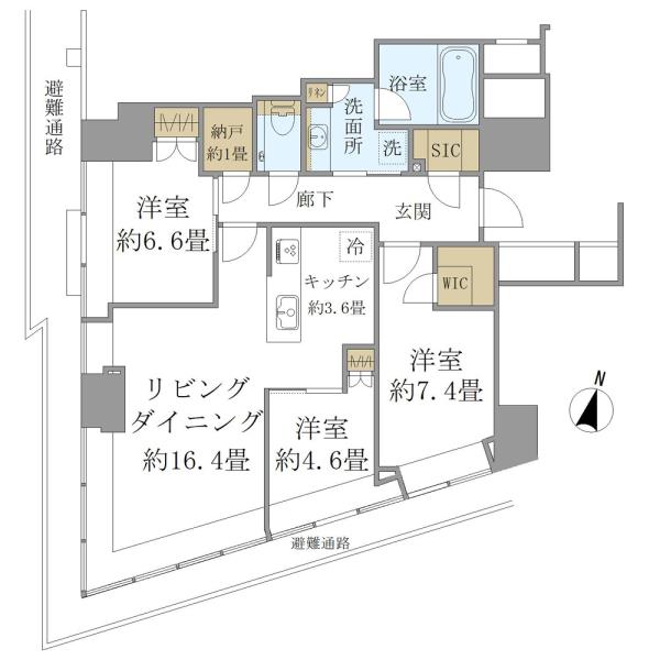 ＢｒｉｌｌｉａＴｏｗｅｒ堂島-3LDK(101872978)の間取り図