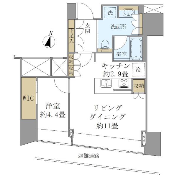 ＢｒｉｌｌｉａＴｏｗｅｒ堂島-1DK(101872980)の間取り図