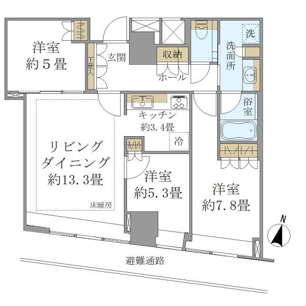 ＢｒｉｌｌｉａＴｏｗｅｒ堂島-3LDK(110951737)の間取り図