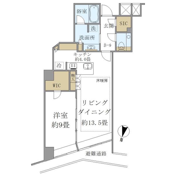 ＢｒｉｌｌｉａＴｏｗｅｒ堂島-1LDK(110951741)の間取り図