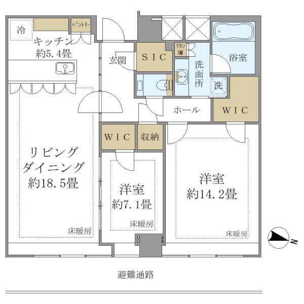 ＢｒｉｌｌｉａＴｏｗｅｒ堂島-2LDK(110951742)の間取り図
