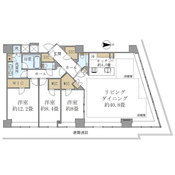 ＢｒｉｌｌｉａＴｏｗｅｒ堂島-3LDK(110976296)の間取り図