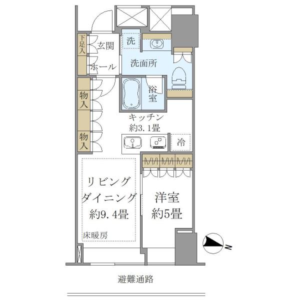 ＢｒｉｌｌｉａＴｏｗｅｒ堂島-1LDK(111165619)の間取り図