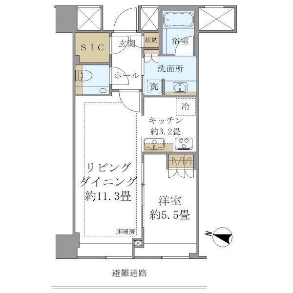 ＢｒｉｌｌｉａＴｏｗｅｒ堂島-1LDK(112634487)の間取り図