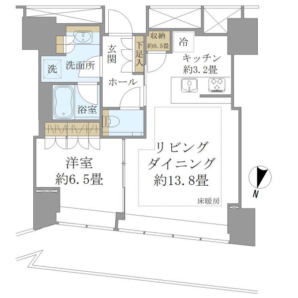 ＢｒｉｌｌｉａＴｏｗｅｒ堂島-1LDK(100840051)の間取り図