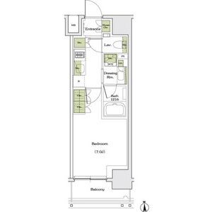 ザ・パークハビオ同心-1K(112222622)の間取り図