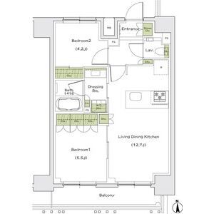 ザ・パークハビオ同心-2LDK(101871926)の間取り図